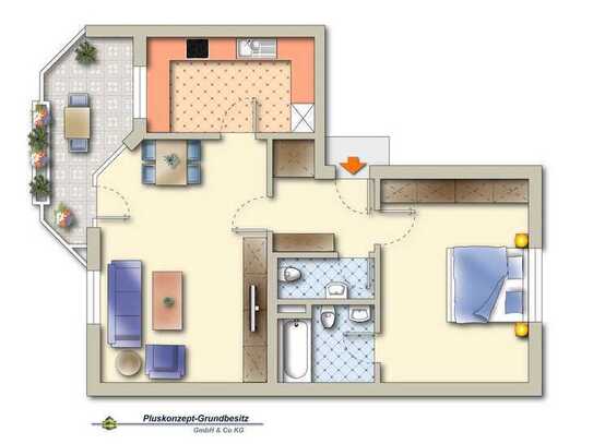 2-Zimmer-Wohnung mit Balkon und Tiefgaragenstellplatz in zentraler Lage - Bezugsfrei!