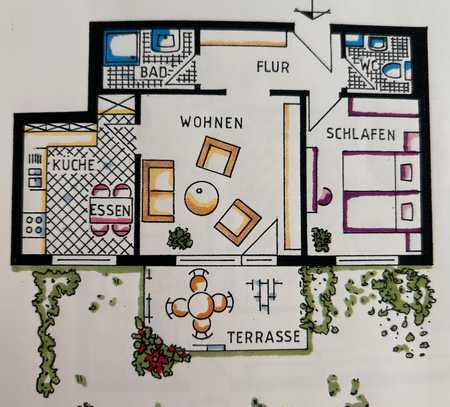 Helle 2-Zimmer EG-Wohnung mit Terrasse und Garten ***provisionsfrei***