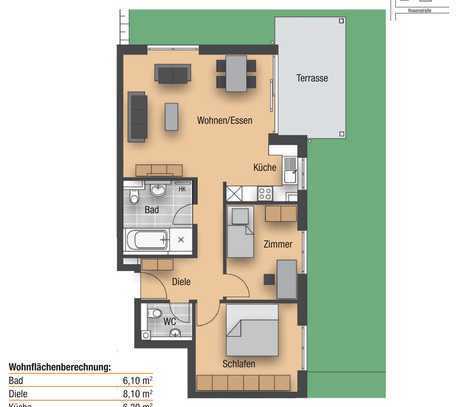 Einbauküche und Terrasse: 3-Zimmer-Wohnung in Grafenau