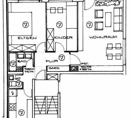 Zentral gelegene, sanierte 3-Zimmer-Whg. mit EBK & 2 Balkonen