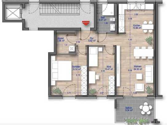 3-Raum-Wohnung mit Balkon in Düsseldorf