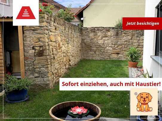 Neuwertige moderne Gartenwohnung mit überdachter, uneinsehbarer Terrasse. Haustiere sind willkommen