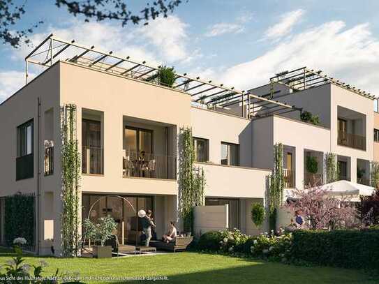 Zuhause im Grünen: Real geteiltes 6-Zi.-REH mit 3 Terrassen, Loggia und Süd-West-Dachterrasse