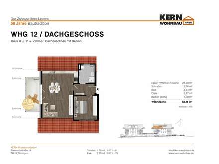 2 1/2 Zi.-Dachgeschoss-Neubauwohnung mit Balkon Haus_II (ohne Aufzug) WHG_12