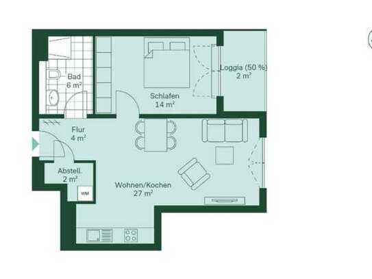 Ansprechende 2-Zimmer-Wohnung mit Einbauküche in Rissener Straße, Wedel