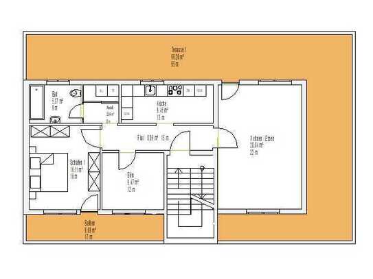 3-Zimmer-Penthouse-Wohnung mit EBK