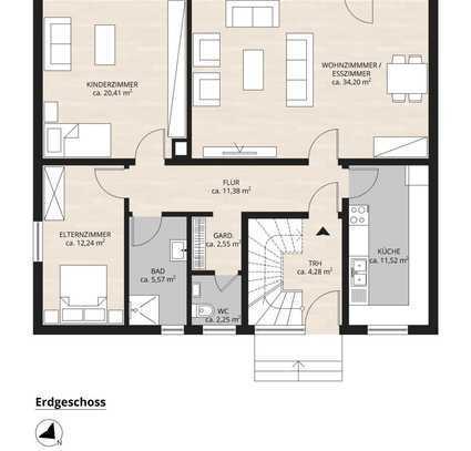 3-Zimmer-EG-Wohnung mit geh. Innenausstattung mit EBK in Loose