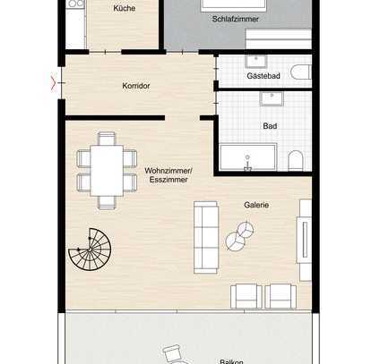 Traumhafte Galerie-Wohnung mit Blick ins Grüne