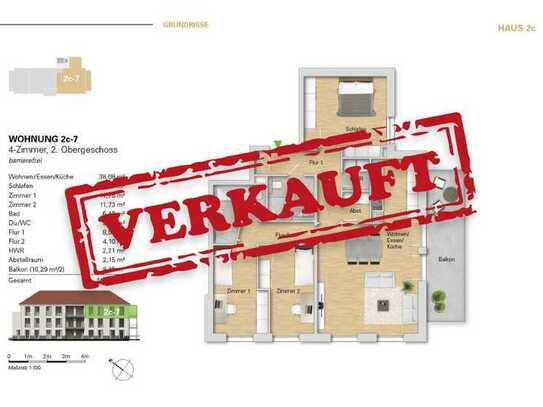 ***Neubau 4 Zi.-Wohnung im 2.OG, WE 2c-7 als Erstbezug mit großem Balkon***