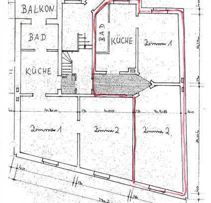 2 -Zimmer WHG im 3.OG , ca 57 m² provisionsfrei zu vermieten