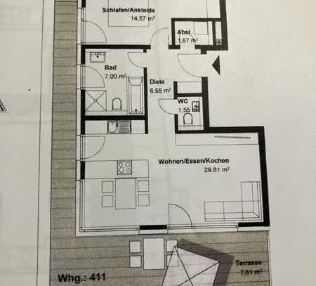 Preiswerte 2,5-Raum-Penthouse-Wohnung mit gehobener Innenausstattung mit Einbauküche in Möhrendorf