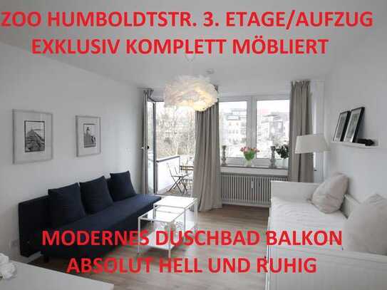 ZOO EXKLUSIV KOMPLETT MÖBLIERT BALKON MODERNES DUSCHBAD ABSOLUT RUHIG+HELL 3. OG/AUFZUG HUMBOLDTSTR.