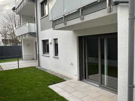NEUBAU-ERSTBEZUG: Moderne 1,5-Zimmerwohnung mit Terrasse und Garten in Linkenheim-Hoch.!