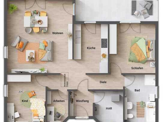 Raus aus der Miete, in den eigenen 4 Wänden familienfreundlich wohnen - Winkelbungalow 108