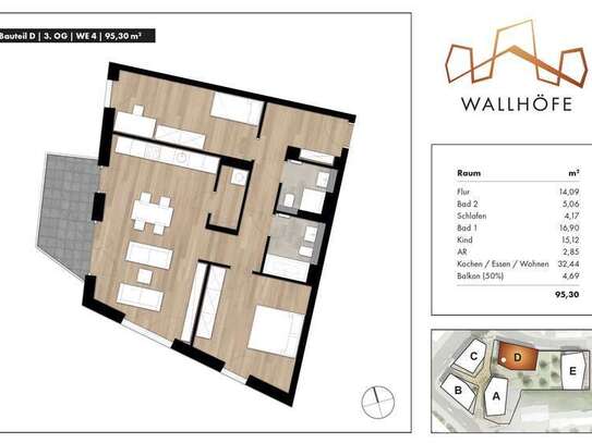 Exklusive Dachgeschosswohnung mit 3 Zimmern, Balkon