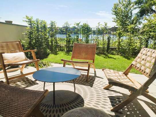 Highend Wohnen am See in bester Stadtlage (möbliert, Terrasse mit Garten, WLAN, uvm.)