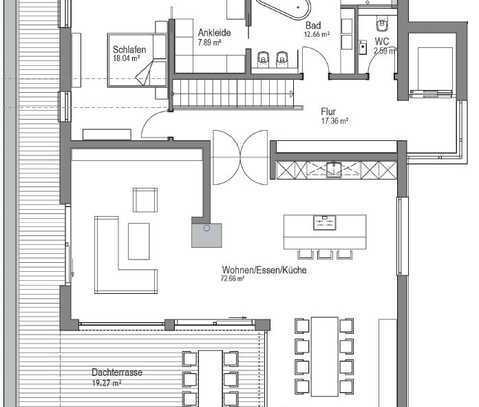 4,5-Zimmer-Penthouse-Wohnung | Aufzug in die Wohnung | Dachterrasse | Kaminofen | Tiefgarage | NEU