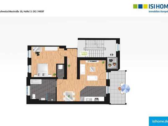 Sanierte 2-Raumwohnung mit Balkon & Stellplatz - WE07