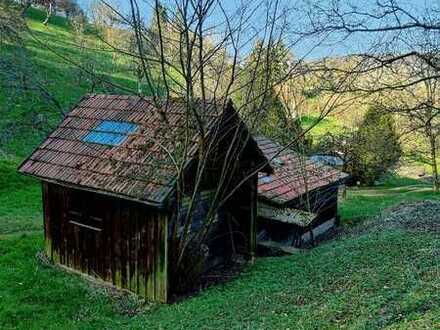 Landwirtschaftsfläche mit Gartenhütten