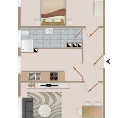 Vollständig renovierte 2-Zimmer-Wohnung mit EBK und Vollbad für "Einsteiger"