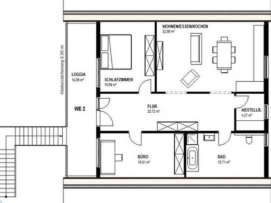 Wohnung mit dreieinhalb Zimmern und Balkon in Bretten