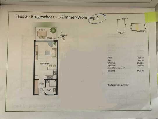 Schöne und neuwertige 1-Zimmer-Erdgeschosswohnung in Schwabhausen mit Terrasse und Garten