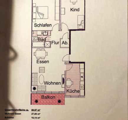 Möblierte 3,5 ZKB Wohnung in gefragter Wohnlage