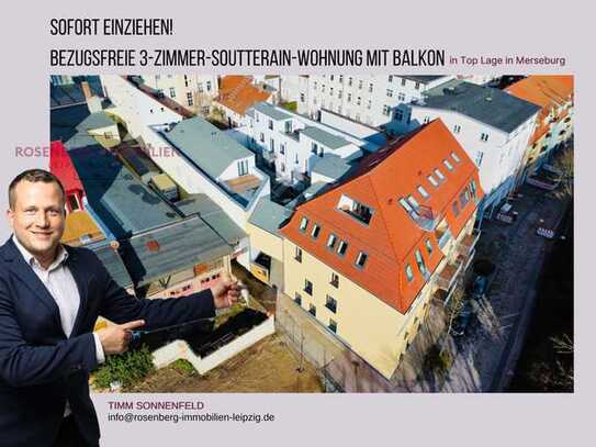 Helle 3-Zimmer-Soutterain- Wohnung mit Balkon in Top Lage in Merseburg