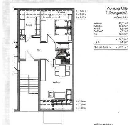 2 Zimmer - Etagenwohnung Am Park im 1. Dachgeschoß