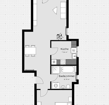 Helle 2-Zimmer-Wohnung mit Balkon und EBK