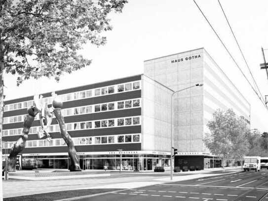 Moderne Bürofläche mit großer Fensterfront