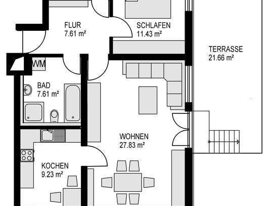 Schöne 2-ZKB-Tiefpaterrwohnung mit Terrasse in Mering