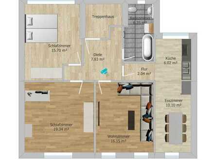 Erstbezug nach Sanierung helle 3,5-Zimmer-Wohnung mit Garten 5 Min Fußweg zum Bahnhof und Mainufer