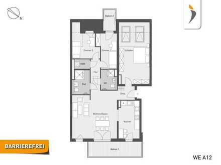 weitläufige 4-Zimmer-Wohnung mit zwei Balkonen und großem Schlafzimmer