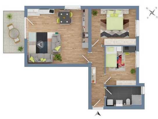 Erstbezug mit Balkon und Einbauküche: Exklusive 3-Zimmer-Wohnung mit geh. Innenausstattung