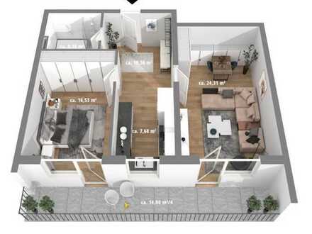 Vollständig renovierte 3-Raum-Wohnung mit Balkon in Cham