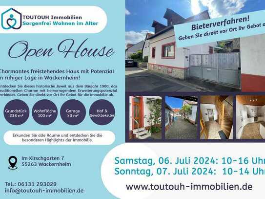 Charmantes Einfamilienhaus mit Potenzial in idyllischer Lage in Wackernheim gegen Gebot zu verkaufen