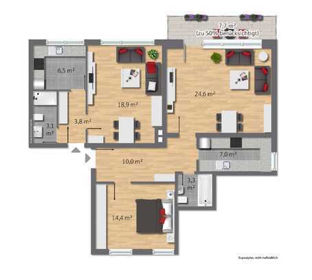 Erstbezug nach Renovierung: Schöne 2,5-Zimmer-Hochparterre-Wohnung mit Balkon in Essen