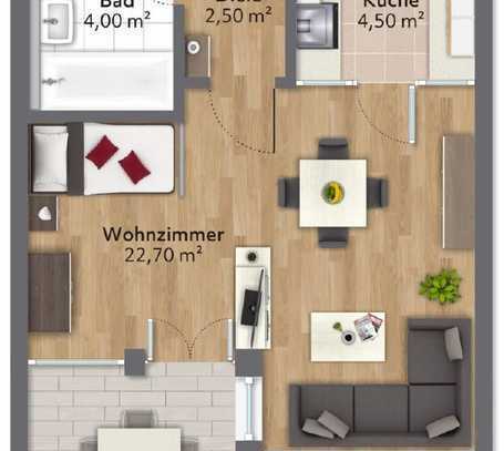 Helle 1-Raum-Wohnung, Nähe Flughafen-S-Bahn, Balkon und EBK