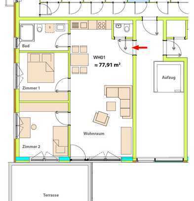 3-Zimmer-Hochparterre-Wohnung mit Terrasse in Tübingen