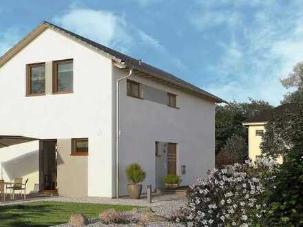 Modernes Einfamilienhaus mit stilvollem Design, als Ausbauhaus mit Vollkeller und Material
