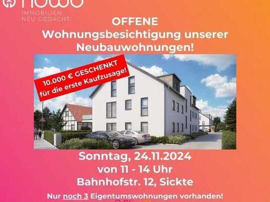 Bezugsfertig! Und 10.000 € beim Kauf geschenkt! Sonnige Neubau 3-Zim.-Wohnung mit Balkon