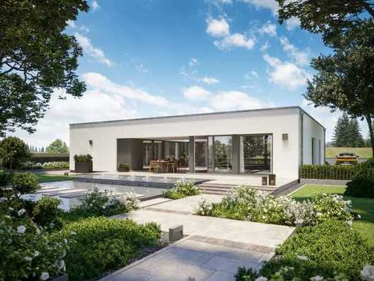 Bauen mit Bien-Zenker: Schickes Einfamilienhaus mit Terrassenüberdachung und Atrium