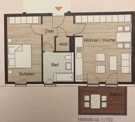 Neuwertige 2-Zimmer-Wohnung mit Balkon und Einbauküche in Zollstock, Köln