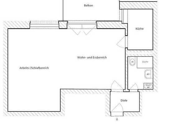 Großzügige 1-Zimmer-Wohnung mit Süd-West-Balkon