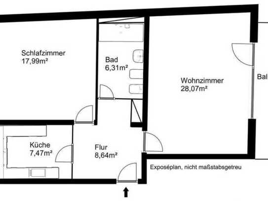 Großzügige 2-Zimmer-Wohnung in Frankfurt-Hausen