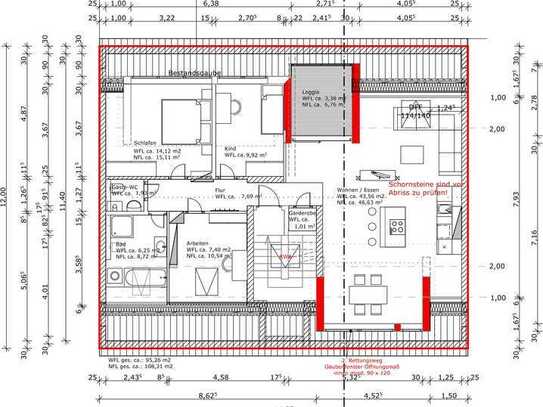 Dachgeschosswohnung mit Dachrohling - ca. 108 qm NFL. -