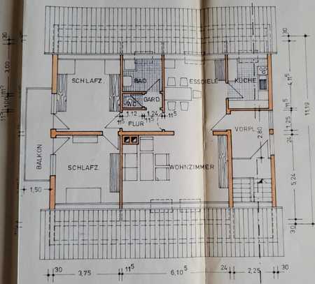 Schöne 3,5-Zimmer-Dachgeschosswohnung mit Balkon in Eberbach