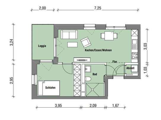 Neubau 2-Zimmer-Etagenwohnung mit Loggia!