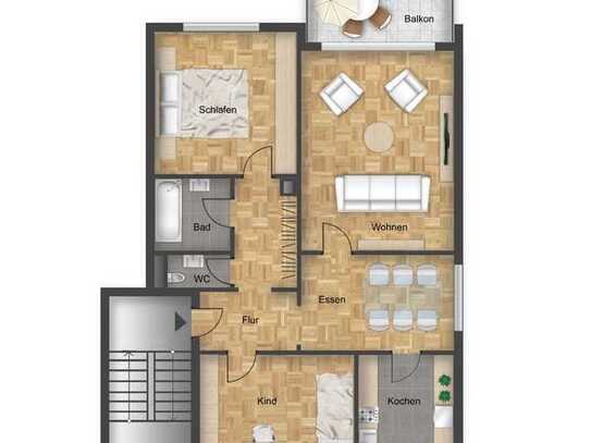 Stilvolle 3,5-Zimmer-Wohnung mit Balkon, swimming pool und EBK in Stuttgart